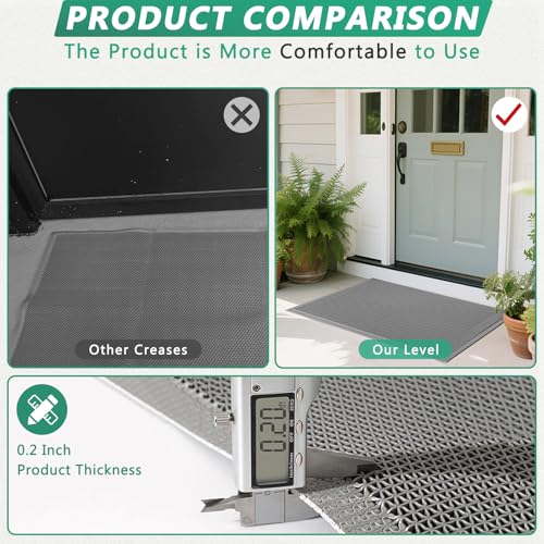 WochiTV Non Slip Drainage Mats, Front Door Mat, PVC Pool Floor Mat 0.2'' Thick Rubber Outdoor Indoor, Parking Space Mat for Bathroom Garage Basement Backyard Commercial Kitchen, 1.4x2.3Ft Grey - color: Grey, size: 1.4 x 2.3 ft