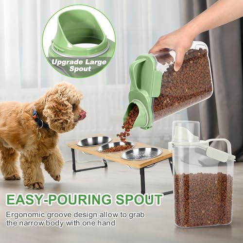 TBMax Rice Container Cereal Storage Container 2 Pack, Kitchen Pantry Dry Food Storage Holder with Easy-Pouring Spout & Handy Cup, Small Pet Dog Cat Food Dispenser for Daily Feeding - color: Beige&Green 3.2+3.2Qt