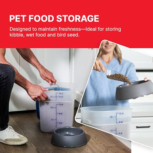 Cambro FreshPro 18 Quart (QT) Food Storage Container with Lid (Restaurant Grade) - for Food Prep, Commercial Kitchen, Pet and Dog Food Container (Translucent) - size: 18 Quart