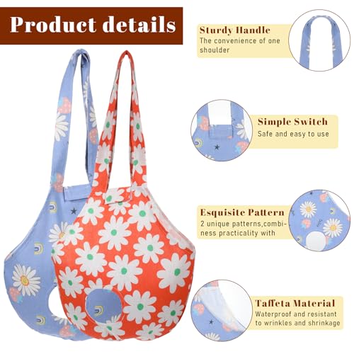 2 Pack Chicken Carrier Bag Saddle, Canvas Chicken Holder Sling Catching Hand Bag for Hen Rooster Poultry Poultry Transport, Travel - style: Flower