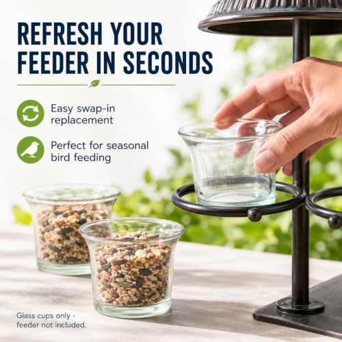 DECHOUS 3Pcs Replacement Glass Cups for Oriole Feeder Hummingbird Wild Bird | Outdoors Garden Balcony Patio Birds Feeding Accessories, Glass Jelly Feeder Cups for Oriole and Hummingbirds