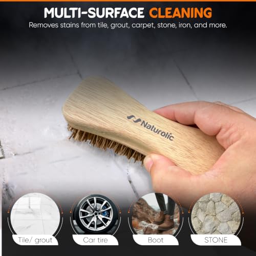 All-Natural Wooden Scrub Brush Set | Wooden Handle | Palmyra Bristle Brush for Cleaning | Eco Friendly Cleaning Products | Scrub Brush Set of 2