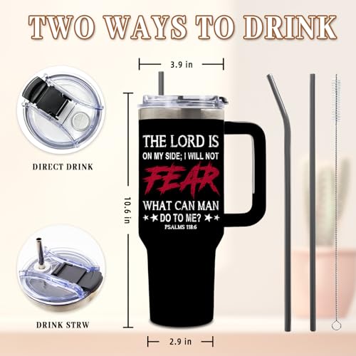 DUUV Faith over Fear Tumbler 40oz, Insulated Christian Gifts for Women Man | American Flag Cross Tumbler Leakproof, Bible Verse Gift for Man, Inspirational Religious Gift for Christians, 1 Pack - color: Not Fear Faith