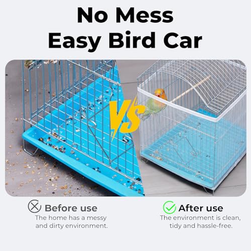 2 Pcs Bird Cage Seed Catcher, Adjustable Bird Cage Net Cover, Reusable Soft Nylon Cover for Parrot Enclosures (White) - color: White