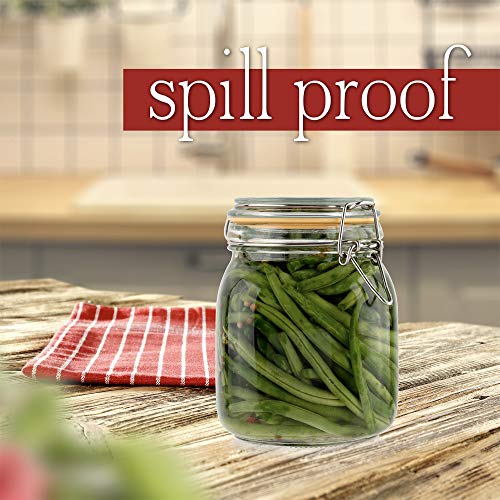 Glass Jar with Airtight Lid 32 oz | Food Storage Jar, Wide Mouth, Leak Proof Kitchen Canister - size: 32 oz