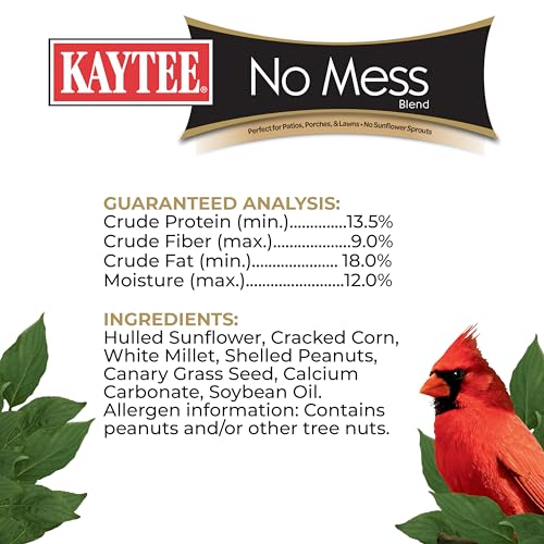 Kaytee Wild Bird No Mess Food Seed Blend for Blue Jays, Woodpeckers, Juncos, Cardinals, Grosbeaks, Sparrows, and Finches, 5 Pound (Pack of 3) - size: 80 Ounce (Pack of 3)