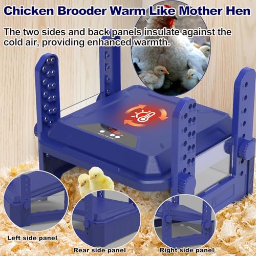 Chick Brooder Heating Plate with Adjustable Temperature, 12"x12" Chicken Brooder Heater for Baby Chicks, Ducklings, Safer Alternative to Heat Lamps, Adjustable Height, 65W Brooder Plate(Blue) - size: 12"x12"