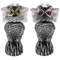 Hausse 2 Pack Fake Owl Decoy Bird Scarecrow Sculpture, 11.2 inch Wagging Head Plastic Owl Scare Birds Away, Owls Statue Nature Enemy Horned Pest Repellent for Outdoor Garden Yard - size: 2 Pack, Wagging Head
