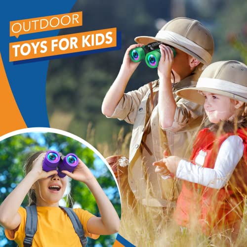 LET'S GO! Boy Toys Age 3-7 Kids Binoculars for Bird Watching|Hiking|Camping Toy for 3 4 5 6 7 Year Old Boy Girl Christmas Birthday Gifts Outdoor Travel Toys for Kid Boys Ages 3-6 Stocking Stuffers - color: Green
