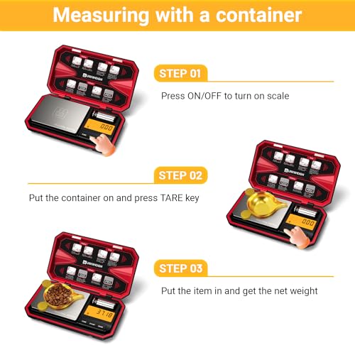 Travel Digital Pocket Scale 200g/0.01g, Digital Gram Scales | Mini Food Scale with 50g Calibration Weight for Food, Powder,small items, Tea, Jewelry, Coins (Battery Included)-Red - color: Red