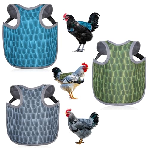 Chicken Saddle for Hens - Chicken Aprons for Hens With Adjustable Straps, Chicken Aprons & Vest Jacket for Hens - style: (Blue, Green, Gray) Feather