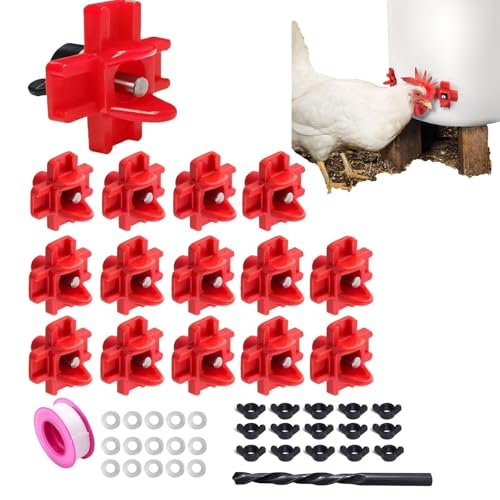 15 pcs Chicken Waterer Nipples with Drill Bits,Horizontal Automatic Chicken Waterer,Leakproof Poultry Watering System for Chicken Coop