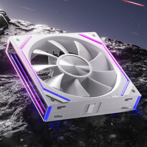 Asiahorse Dawn 120mm Case Fan, ARGB PWM 1850RPM/71CFM Airflow, Forward & Reverse Blade Design, Low Noise, Precision HDB Bearings High Performance UNI PC Fan Modular Daisy Chain - color: White, size: 1-pack-Forward blade