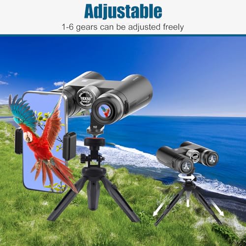 18x50 Professional Large View Binoculars for Adults with Upgraded Phone Adapter, Tripod and Tripod Adapter - Waterproof Binocular with BaK4 prisms for Bird Watching,Hiking,Outdoor Adventures