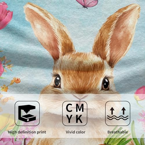 Easter Bunny Hand Towels, 14x28 Inch Spring Tulip Floral Rabbit Butterfly Absorbent Soft Dish Washing Cloth Face Tea Towels for Kitchen Bathroom Farmhouse Seasonal Decoration - color: Bunny Tulip Flowers
