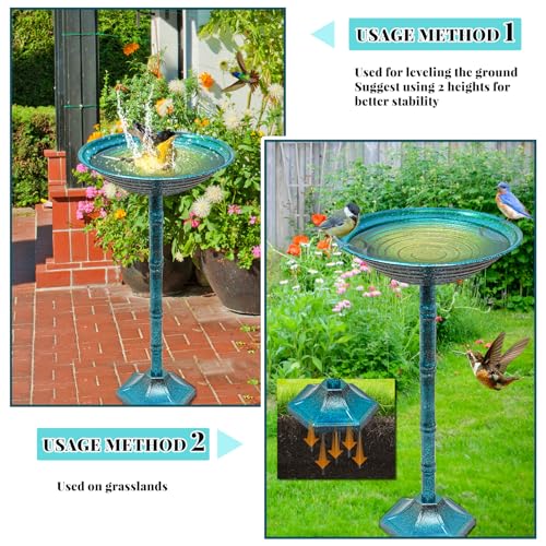 Metal Bird Bath for Outside, Freestanding Garden Metal Birdbaths with Stable Upgrades Stake, Easy to Clean Birdfeeder for Outdoors Garden Yard Lawn Decor(Blue) - color: Blue