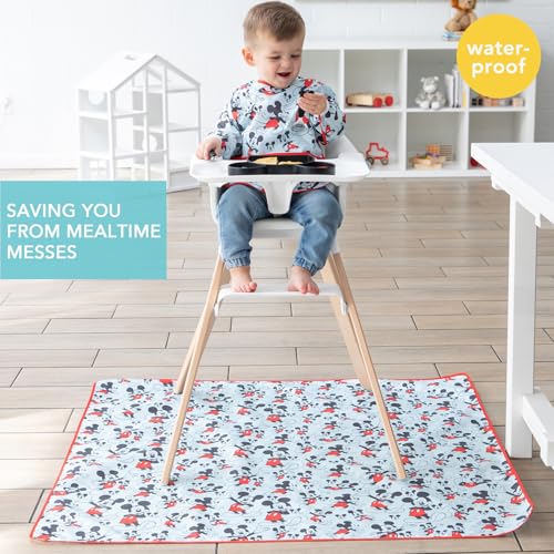 Bumkins Disney Baby Splat Mat for Under High Chair, Babies Toddlers Eating Mess Mat, Waterproof Reusable Cloth for Arts and Crafts, Play Mat for Kids, Floor or Table, Fabric 42inx42in, Mickey Mouse - color: C3 Mickey Mouse
