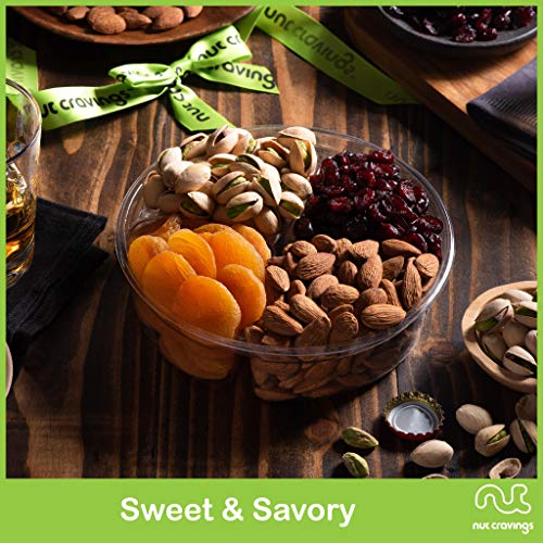 NUT CRAVINGS - Dried Fruit & Mixed Nuts Gift Basket (4 Assortments) | Green Ribbon Food Arrangement, Healthy Snack Care Package, - style: 4. Green Ribbon - Classic (4 Piece Assortment)