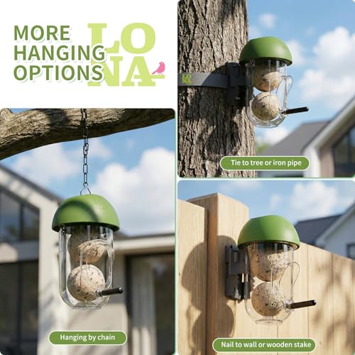 LONA Suet Ball Bird Feeder Outdoor Hanging Fat Ball Feeders with Versatile Mount Durable Weatherproof Washable Transparent Tube Wire Steel Metal Feeder for Wild Birds - style: Style4-Small Tube