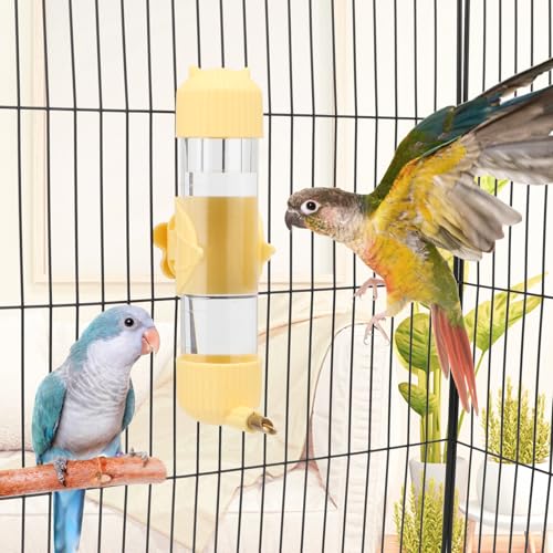 Wontee Bird Water Dispenser Parrot Waterer Automatic Bird Water Feeder for Medium Birds Cockatiel Conure Caique (Yellow (6.8oz)) - color: Yellow (6.8oz)