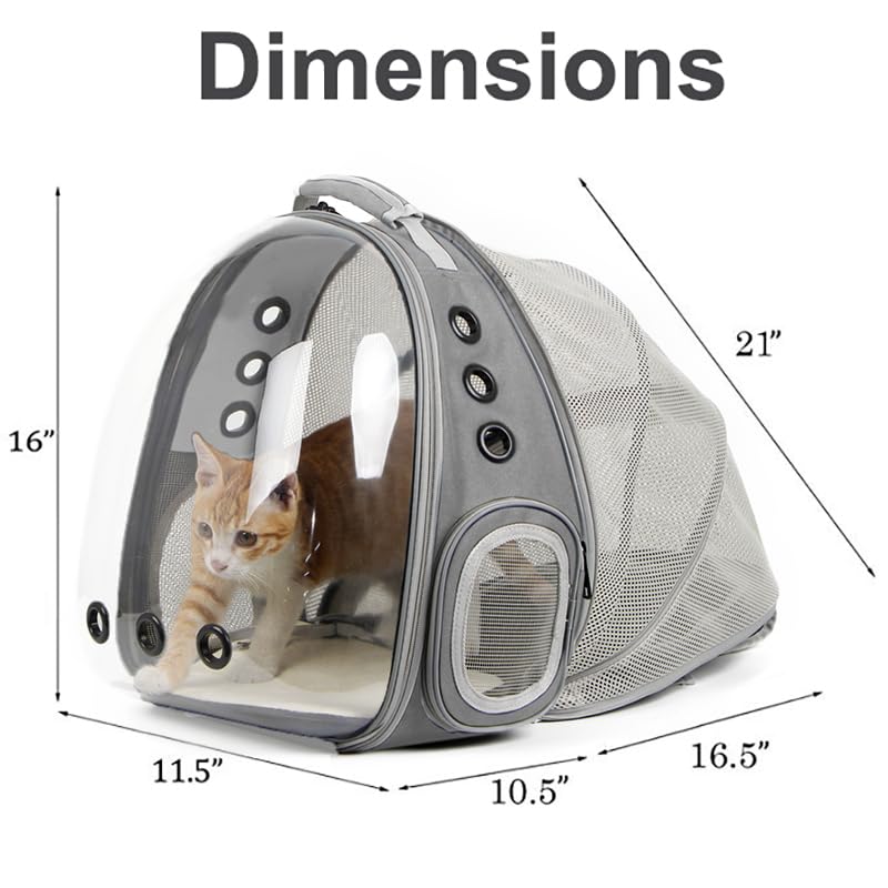 Back Expandable Cat Backpack Carrier, Fit up to 12 lbs, Space Capsule Bubble Window Pet Carrier Backpack for Kitten Bunny Rabbie and Small Puppy Grey - color: Grey