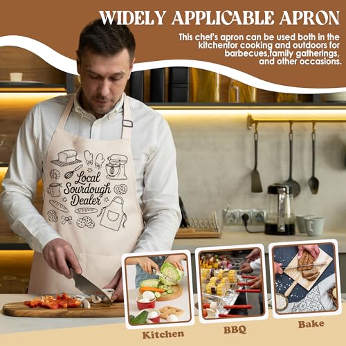 Local Sourdough Dealer Apron for Women with Deep Pockets - Funny Bakers Apron, Unique Sourdough Gifts for Women & Bread Bakers, Adjustable Kitchen Apron for Mom, Mother’s Day Baking Gift - B24 - color: Local Sourdough Dealer 1