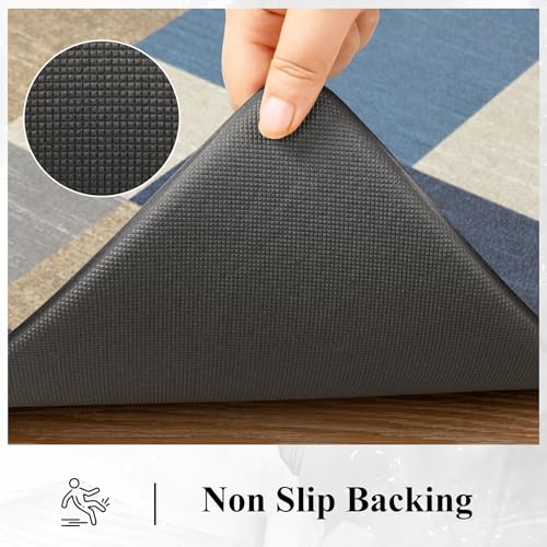Anti Fatigue Kitchen Mat, Non Slip Cushioned Standing Floor Mat, Waterproof Kitchen Runner Rug, Farmhouse Comfort Padded Mat for Sink, Laundry, Office, Blue, 24''x71'' - color: Blue