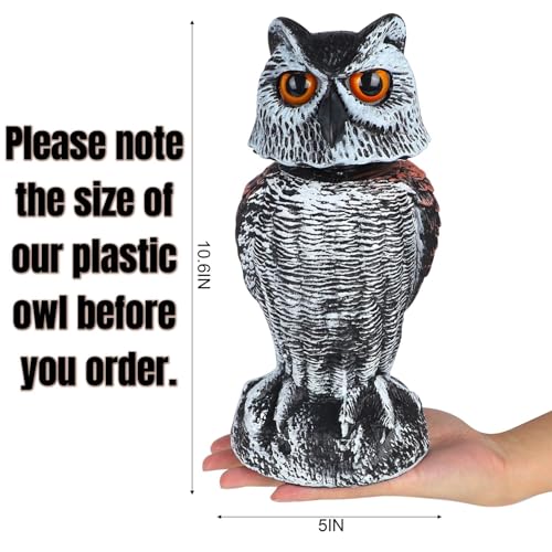 Hausse 3 Pack Bird Scarecrow Fake Horned Owl Decoy, Rotating Head Plastic Owl Bird Deterrents, Nature Enemy Horned Pest Repellent for Outdoor Garden - size: 3 Pack, Rotating Head