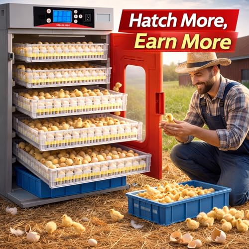 400 Egg Commercial Cabinet Incubator with Auto Egg Turning, Precise Temperature & Humidity Control, Large Poultry Incubator for Chicken, Duck, Goose & Quail Eggs, Ideal for Large Farms