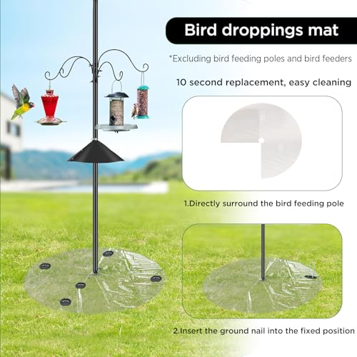 2 PCS 47.24 Inch Bird Seed Catcher for Pole & Ground - Clear PE Outdoor Mat for Under Bird Feeder, Waterproof Bird Feeder Seed Catcher Tray for Ground, Lawn Protector for Garden Patio