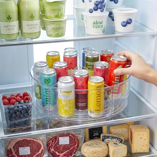 Divided Lazy Susan Turntable Organizer, 11.5" Clear Round Lazy Susan | Rotating Turntable Organizer, Plastic Lazy Susan Turntable, Rotating Storage Container Tray for Pantry, Fridge and Kitchen - size: 1 Pack - 11.5in 5 Section