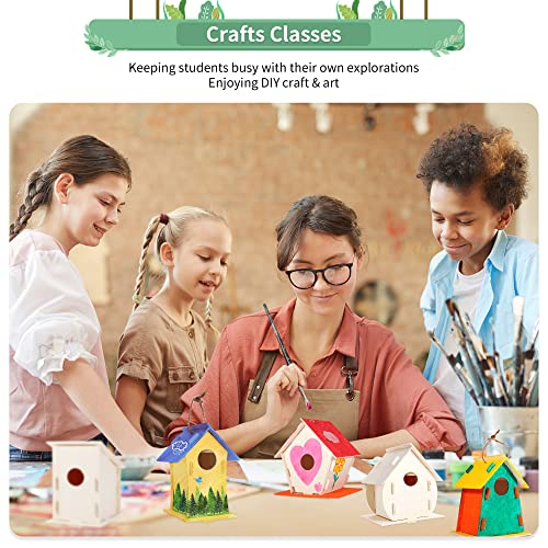 ILHSTY 18 Pack Large Paintable DIY Wooden Bird Houses Kits for Kids, Kids Crafts Wood Houses for Crafts Class Parties Birthday, DIY Crafts and Art Birdhouse Kits for Children to Build and Design（18）
