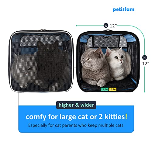 Soft Pet Carrier for Large and Medium Cats, 2 Kitties, Small Dogs. Easy to Get Cat in, Great for Cats that Don't Like Carriers (Blue) - color: Blue