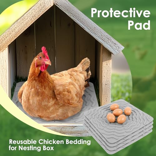 4 Pcs Chicken Nesting Pads, 12 inch Washable & Reusable Nesting Box Mat, Chicken Nest Mats, Soft Silicone Chickens Bedding Pad Laying Egg Mat for Hens Laying Egg