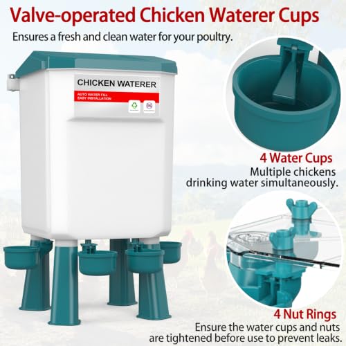Chicken Feeder and Waterer Set, Chicken Coop Accessories with Hanging Chickens Poultry Feeder and Chicken Waterer Kit No Waste, 3 Gallon/26 Pounds, Blue - color: Blue, size: 12KG