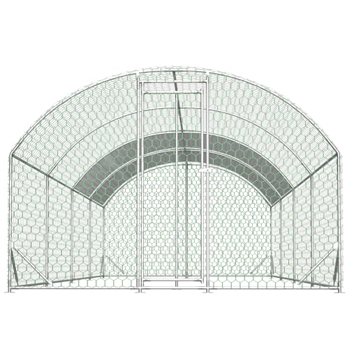 Extra Large Metal Chicken Coop, Walk-in Chicken Run with Cover for Outdoor Yard & Farm, Poultry Cage Pen Hen House for Chickens, Ducks & Rabbits, 26.2 FT x 9.8 FT x 6.6 FT, Silver - size: 26.2 FT x 9.8 FT x 6.6 FT