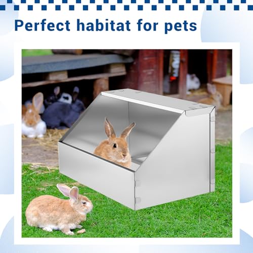 2Pack Rabbit Nesting Box,Metal Bunny Small Animal Nest with Removable Floor | Rabbitry Supplies Bunny Small Animal Galvanized Nest with Removable Acrylic Floor, Durable, Easy to Clean Indoor/Outdoor Use