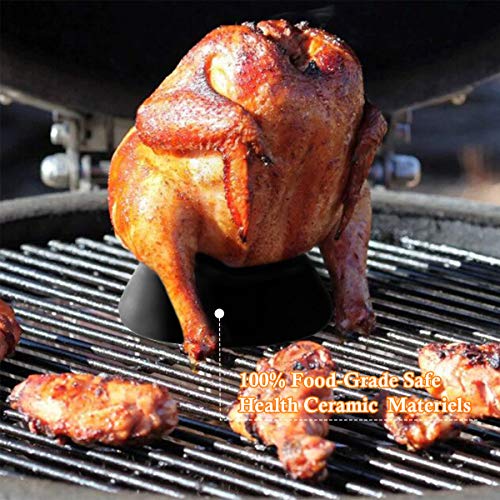 Ceramic Chicken Roaster Rack, Beer Can Chicken Stand Vertical Poultry Chicken Cooking BBQ Accessories, Non-Stick Ceramic Steamer Beer Can Turkey Roaster Barbecue Cooker - color: Small