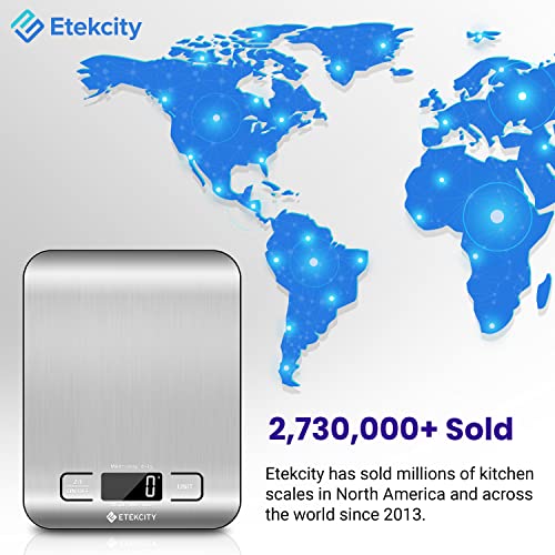 Etekcity Food Kitchen Scale, Digital Grams and Ounces, 11lb | Tare function, ideal for baking, weight loss, keto, meal prep, packages, liquids and jewelry, 304 Stainless Steel - color: Stainless Steel