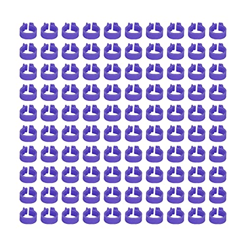 Omabeta 100PCS Reusable 8mm Pigeons Identification Leg Rings for Easy Dovecot Management and Marking, Lightweight Plastic Bands for Poultry Supplies (Purple) - color: Purple