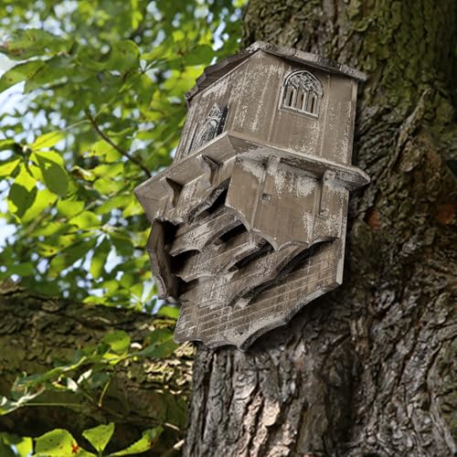 VIREESR Large Bat House for Outdoors,4-Chamber Castle Bat Box,200-Capacity | Cedar Wooden Bat House, Bat Boxes for Outside for Tree, 4 Chamber Attract Bats for Natural Mosquito, Distressed Wood - size: XL Distressed Wood