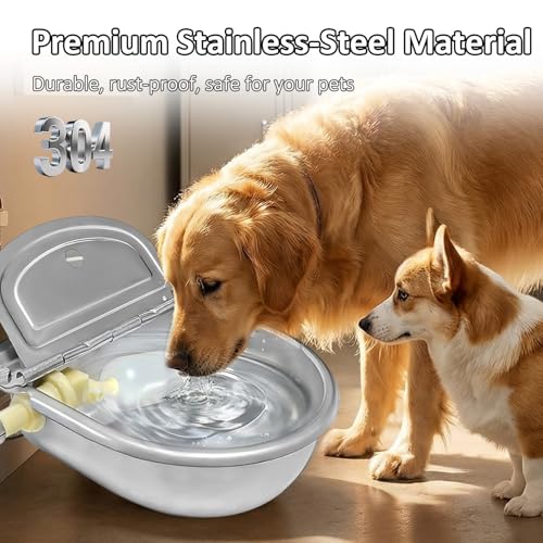 Automatic Water Dispenser for Dogs and Cats - Stainless Steel Dog Water Bowl Dispenser Outdoor Large Pets Waterer Feeder for Poultry and Livestock