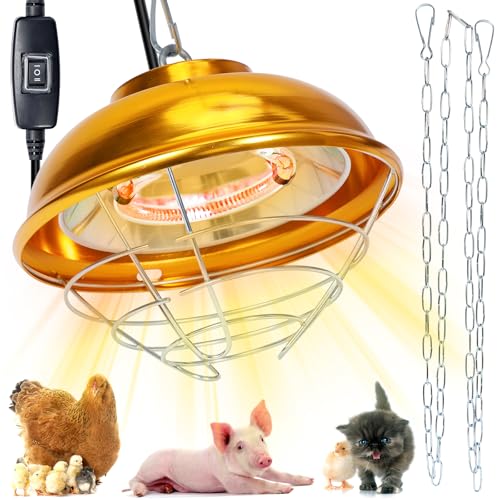 Chicken Heat Lamp Chick Brooder Chickens Coop Heater | Waterproof Heating Lamp for Outdoor & Indoor, 300W Heater for Dog Rabbit Duck Chicken Piglet Goat, 2 adjustable heat settings