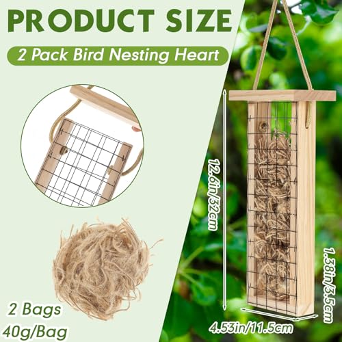2 Pcs Bird Nesting Material, Hummingbird Nest, Natural Nesting Fiber Cotton, Refillable Nestings Accessories for Wild Bird, Enjoy Birds Gardening Outside, Garden Decoration Gifts (Grid Style) - size: Grid Style