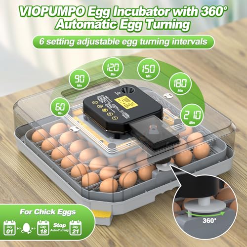 Egg Incubator for Hatching 48-132 Chicken/Quail/Turkey Eggs, 360° View Poultry Incubators with Automatic Egg Turning/Humidity Control&Alarm/Auto Water Adding/Adjustable Tray, for Beginner/Farm/Home