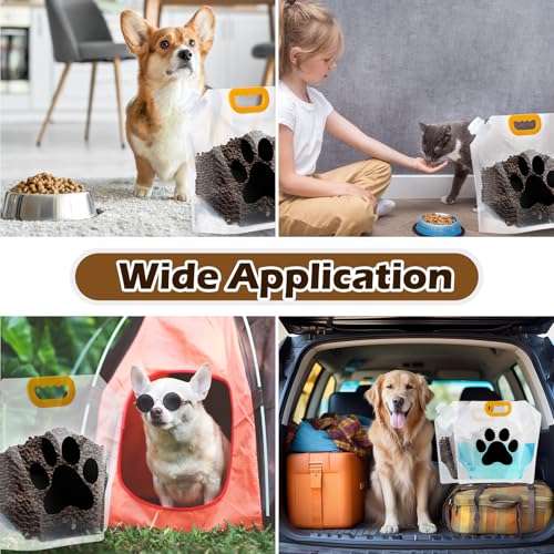 Beeveer 10 Lbs Dog Food Storage Containers 4 Pcs Dog Food Travel Bags and 4 Pcs Silicone Funnel, Pet Portable Containers with Pour Spout to Keep Fresh for Cereal, Dogs, Cats, Bird Seed