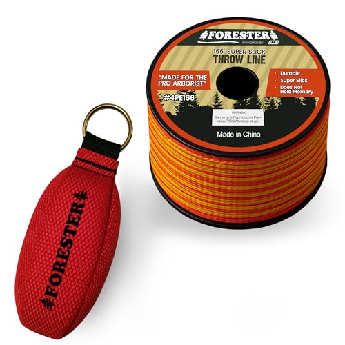 FORESTER Arborist Throw Line Kit | Throw Weight & 166ft Rope | Ultra Slick 100% Polyester Rope | Arborist Equipment for Tree Climbing - style: 15oz Throw Weight