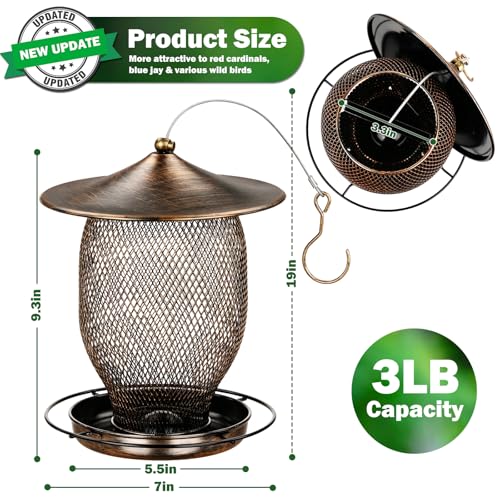 LBTING Wild Bird Feeder, Long Lantern-Shaped | Metal, Hanging Outdoors Outside Garden Yard Decoration - style: Round Long