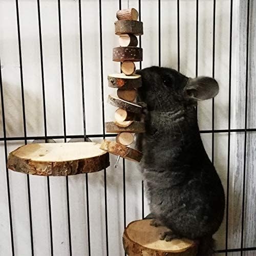 3pcs Small Animal Chews Toy Natural Apple Wood Block Cage Hanging Molars Treats Snack for Hamsters Rabbits Bunny Bird Parrots Chinchilla Guinea Pig Gerbils Squirrels
