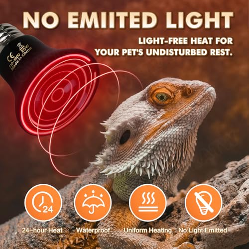2-Pack Ceramic Heat Emitter Lamp 0.2inch(60mm)– 25W, Non-Light Emitting, 24/7 Safe Heat for Reptiles & Small Pets, E26 - color: 25 Watt, size: 60 mm